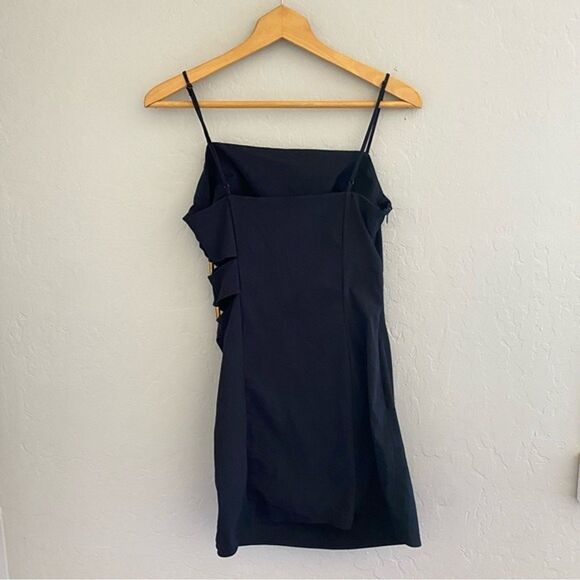 Zara Black Cut Out Mini Dress Womens M NYE LBD Sexy Cocktail Evening Event - Picture 6 of 9